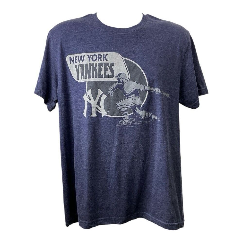 MLB Menz Short Sleeve Tee Shirt Sz L New York Yankees Baseball Retro Design